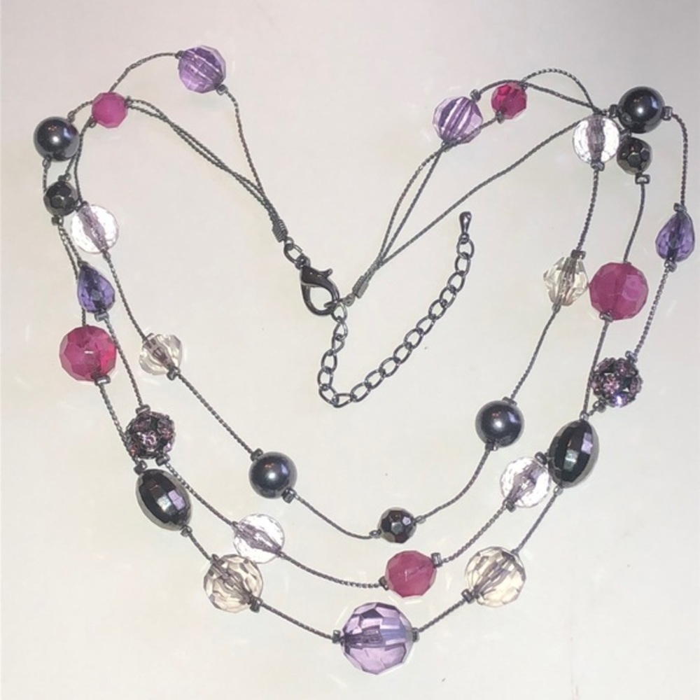 Elegant Multi Color Pink Purple Beaded Boho Necklace
